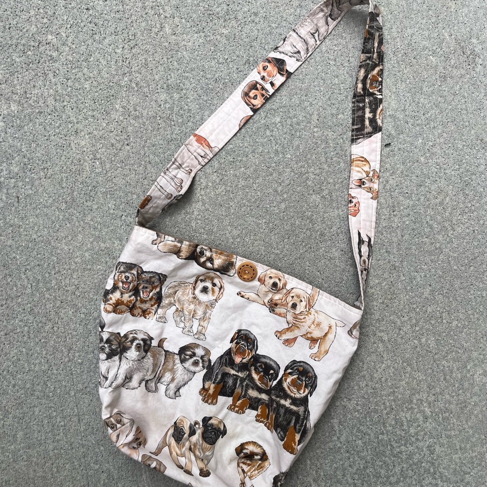 Vintage Puppy Print Hobo Bag - Multicolor